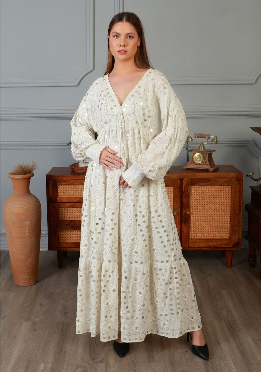 ibBan Vestido Largo Nuria para Mujer | Georgette | Artesanal | Talla Única