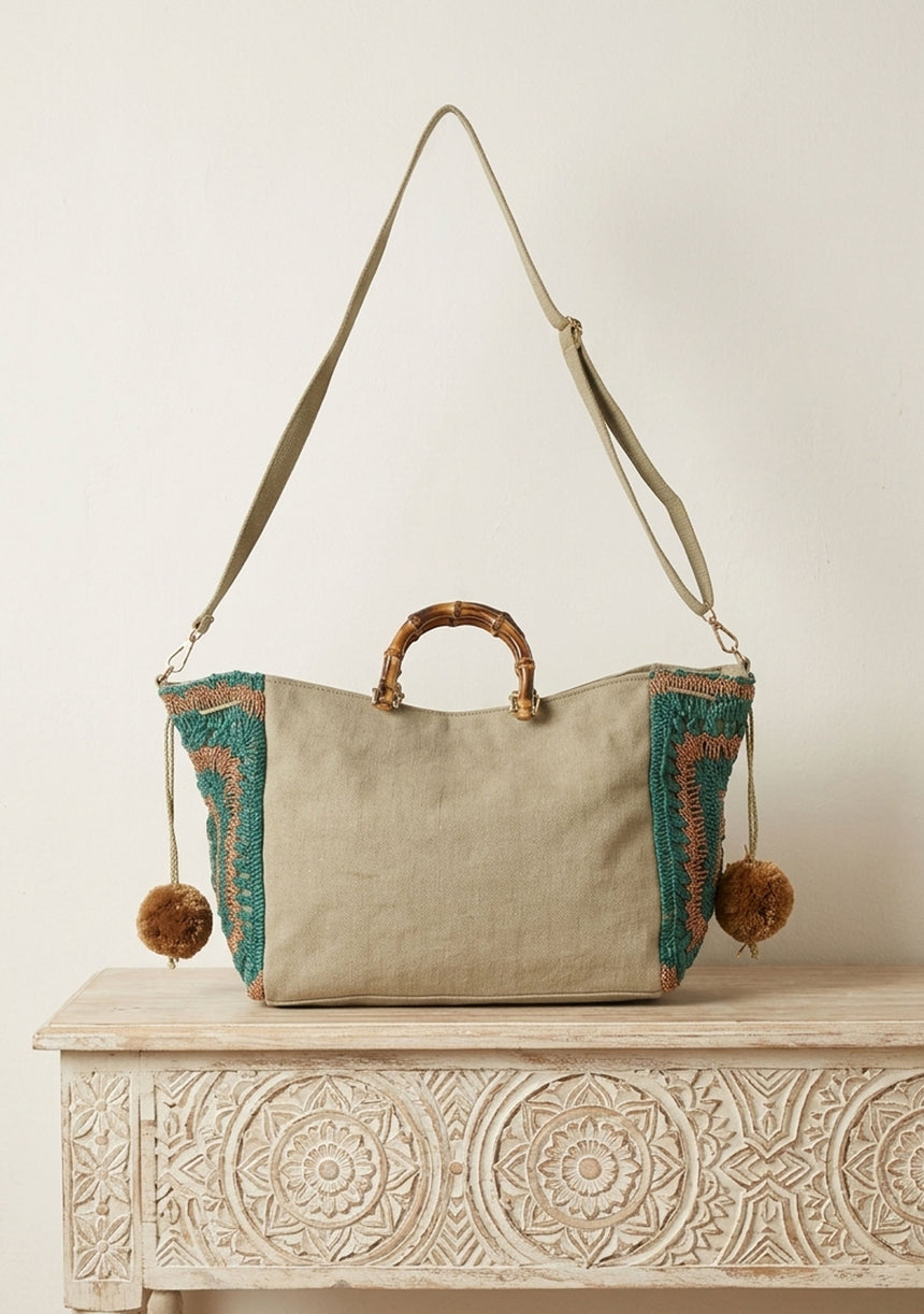 Bolso de lona bordado para mujer - Supirya