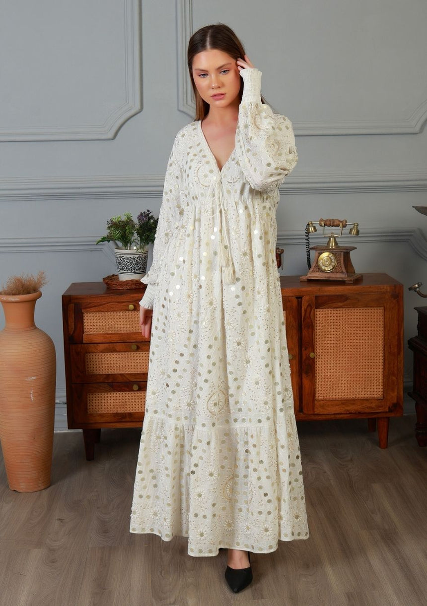ibBan Vestido Largo Nuria para Mujer | Georgette | Artesanal | Talla Única