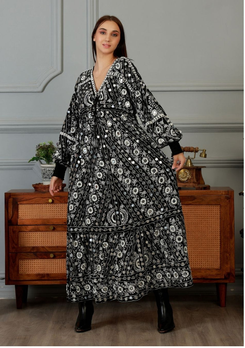 ibBan Vestido Largo Nuria para Mujer | Georgette | Artesanal | Talla Única