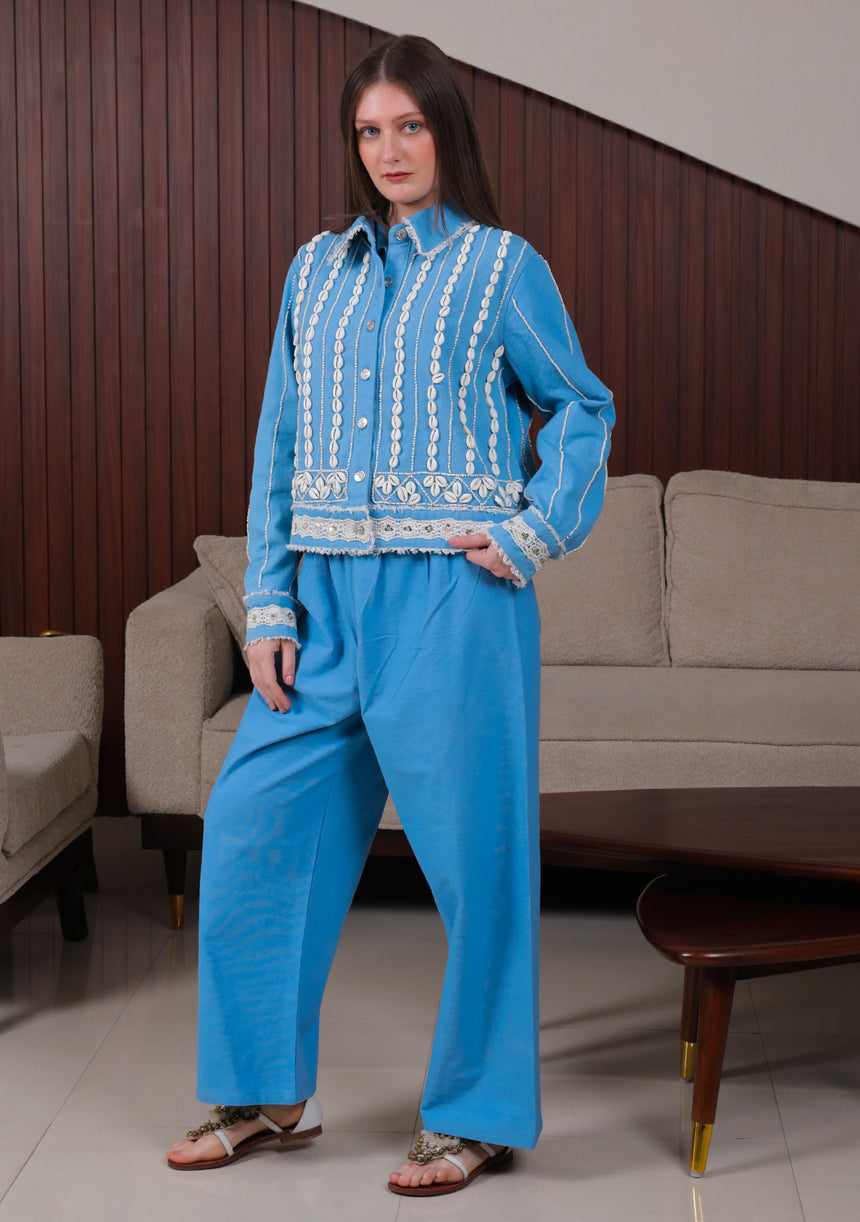 Veste brodée pour femme ibBan Amara | Toile | Travail de Kodi et de perles | S/M à L/XL