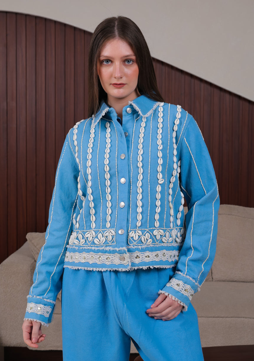 Veste brodée pour femme ibBan Amara | Toile | Travail de Kodi et de perles | S/M à L/XL