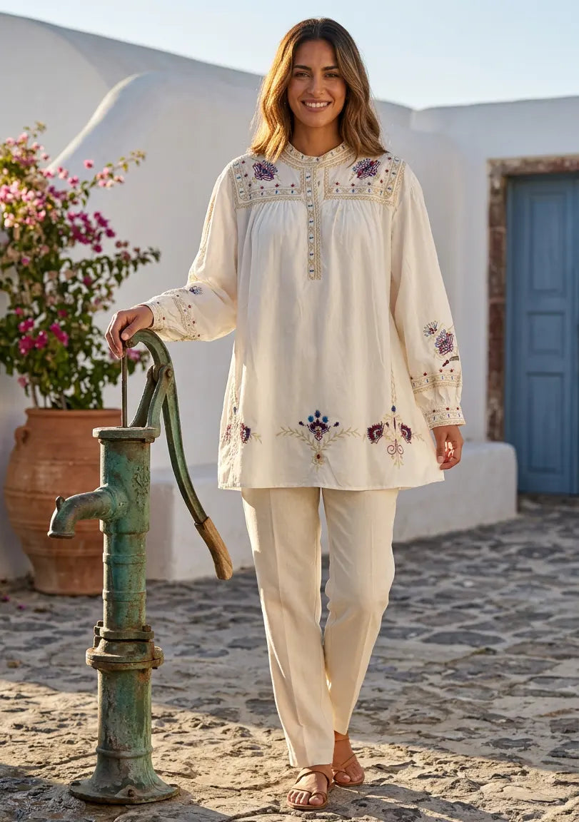 Premium Embroidered Cotton Tunic | Women's Designer Tunic by ibBan - Emet