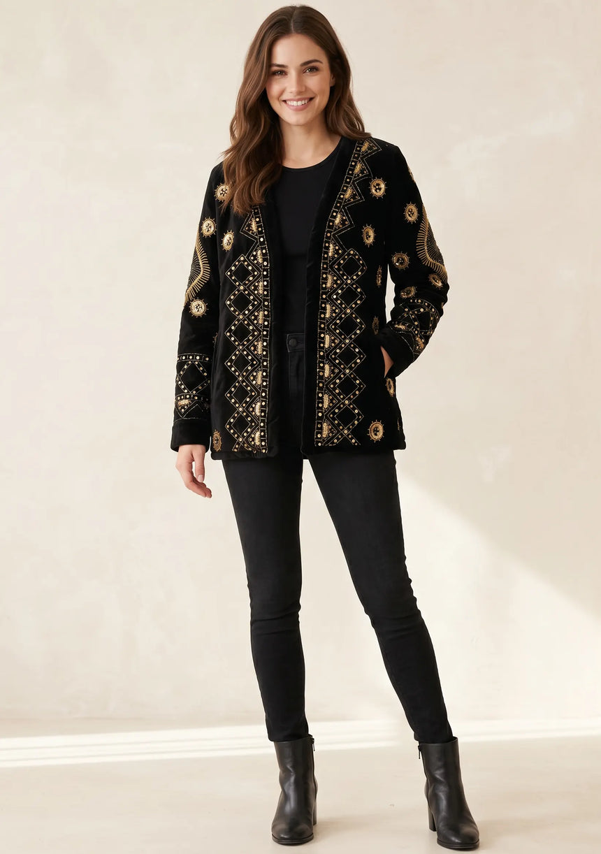 Women's Heavy Embroidered Winter Coat | Luxury Designer Outerwear | ibBan - Alesta