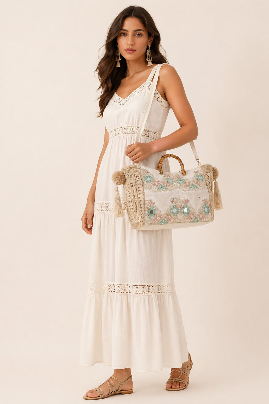 Bolso de lona bordado para mujer - Peras