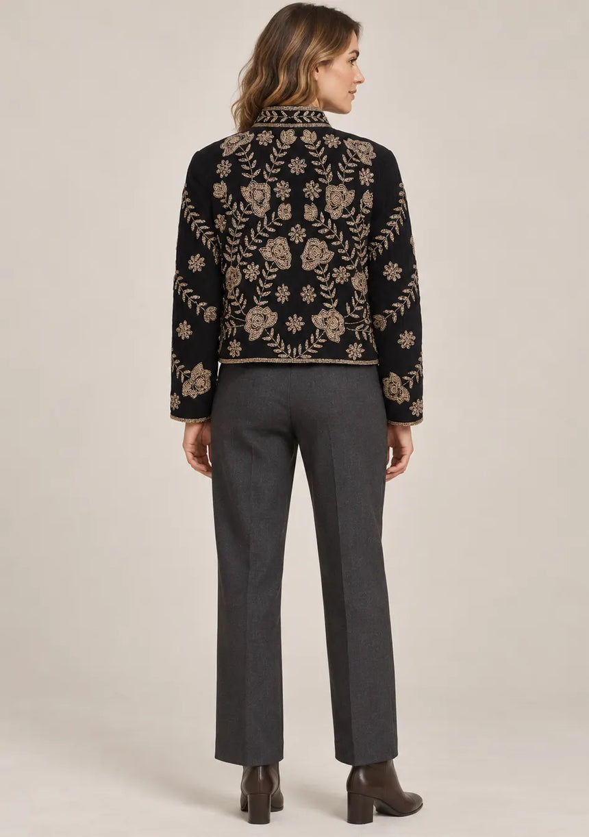 ibBan Women’s Black Hand Embroidered Beaded Jacket - Morgan