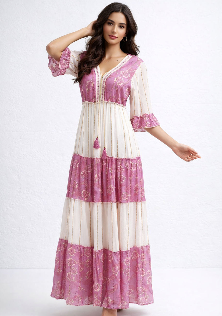Vestido largo de algodón para mujer - Revaya