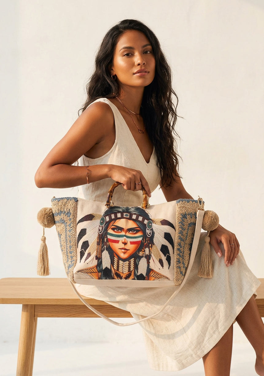 Bolso de lona bordado para mujer - Lea