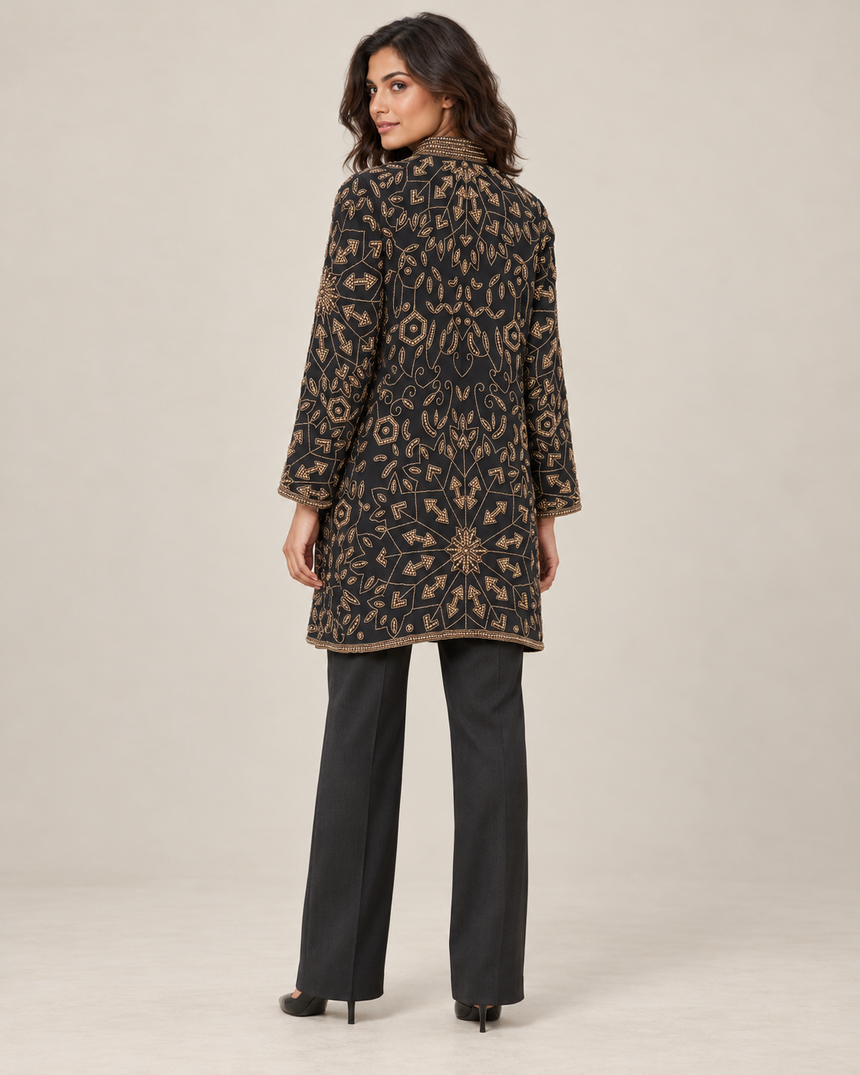 ibBan Women’s Black Jacket with Hand Embroidered - Elowen