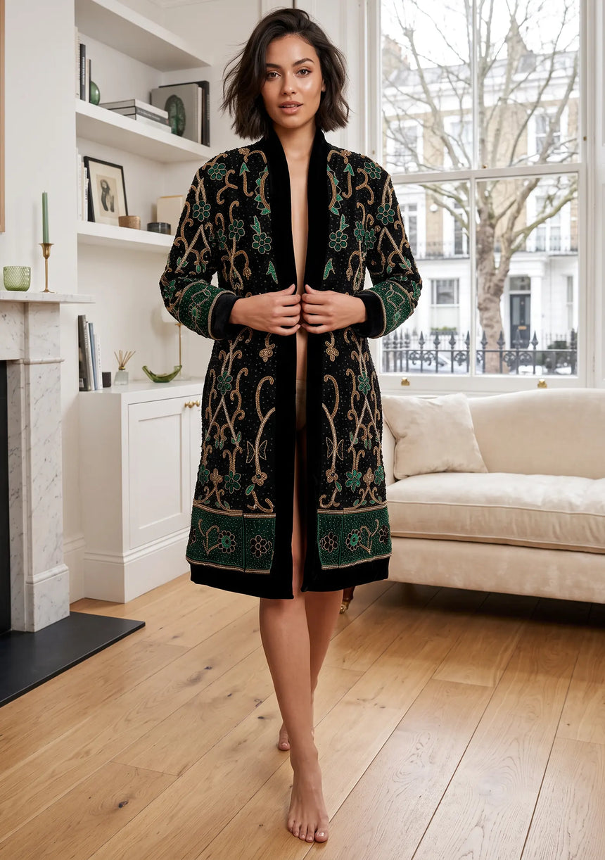 ibBan Luxury Hand Embroidered Women's Coat -Abiba