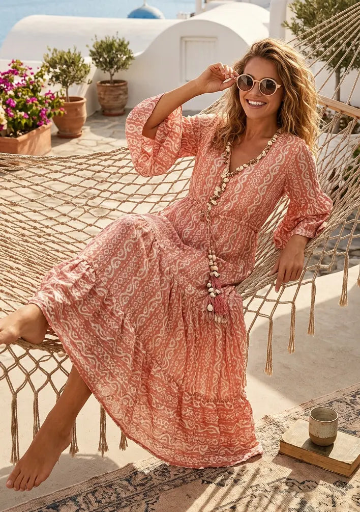 Bohemian Embroidered Cotton Dress for Women | ibBan Summer Collection - Alaz
