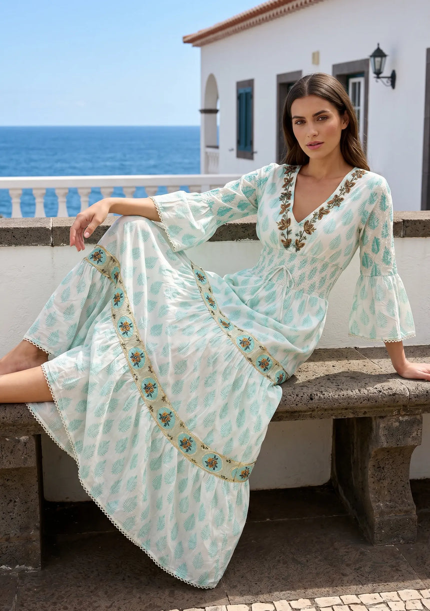 ibBan Summer Long Dress with Hand Embroidery | Elegant Maxi Dress - Tarra