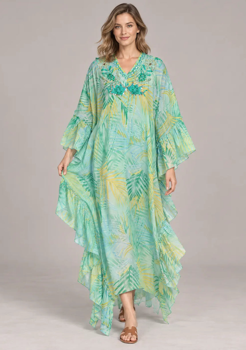 ibBan Printed Cotton Kaftan Dress - Kanha