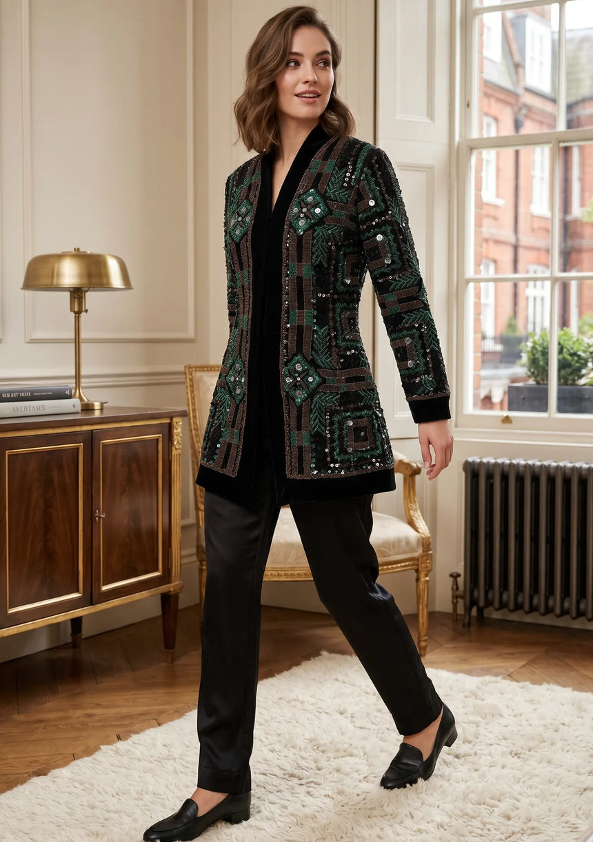ibBan Women's Hand Embroidered Short Coat - Anum