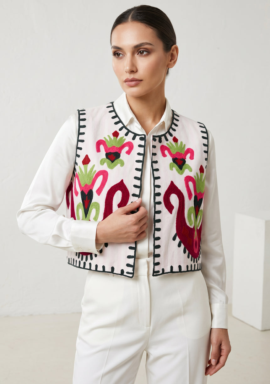Women's Outing wear Open Front V-Neck Gilet - Sona