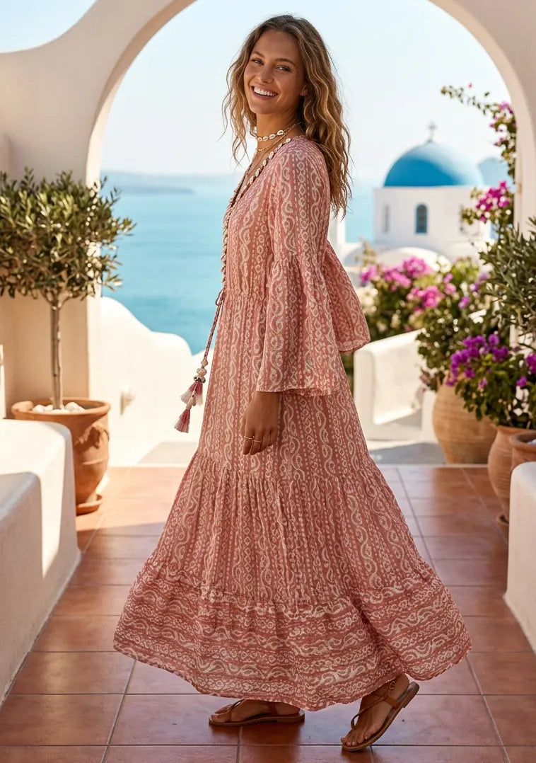 Bohemian Embroidered Cotton Dress for Women | ibBan Summer Collection - Alaz