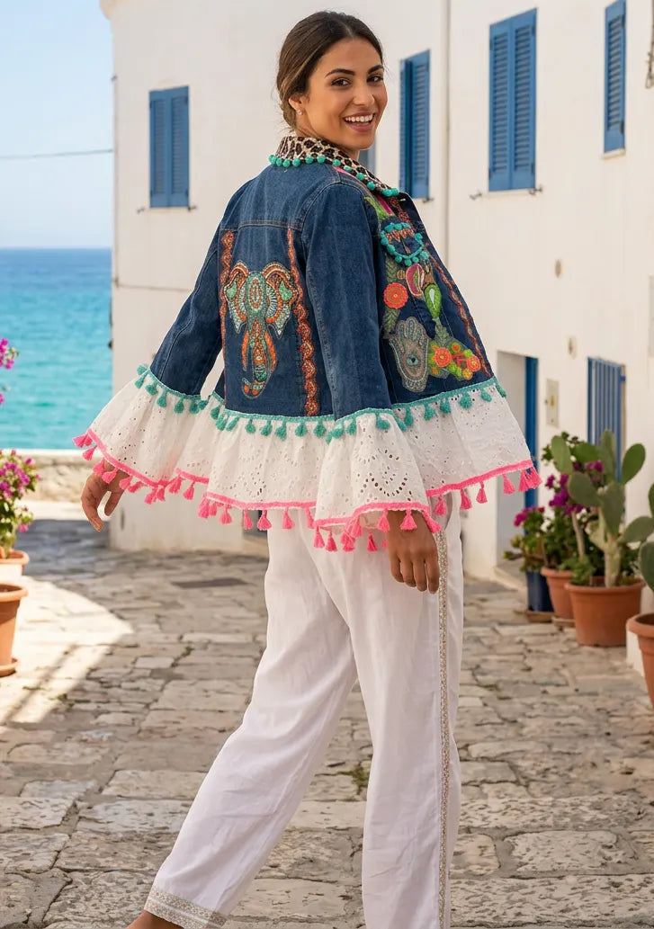 ibBan Hand Embroidered Denim Jacket for Women - Tashmira Jacket