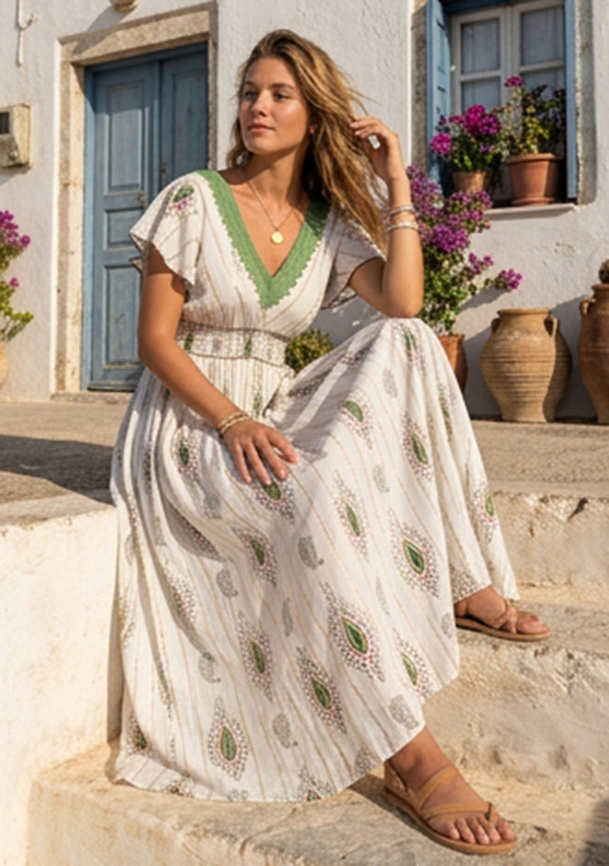 Vestido largo de algodón para mujer - Nia