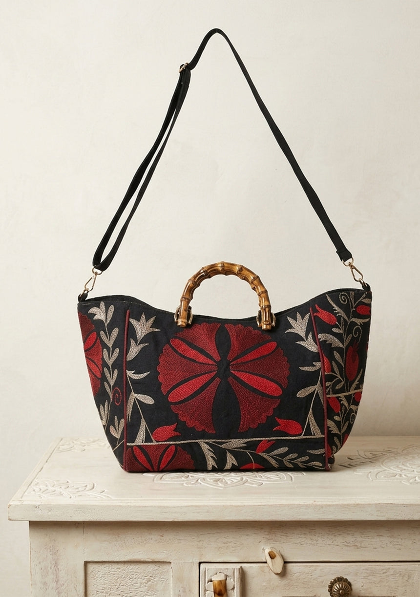 Bolso de mano de lona bordado para mujer - Mona