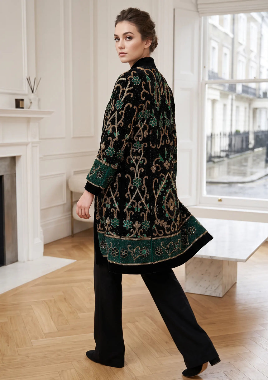 ibBan Luxury Hand Embroidered Women's Coat -Abiba