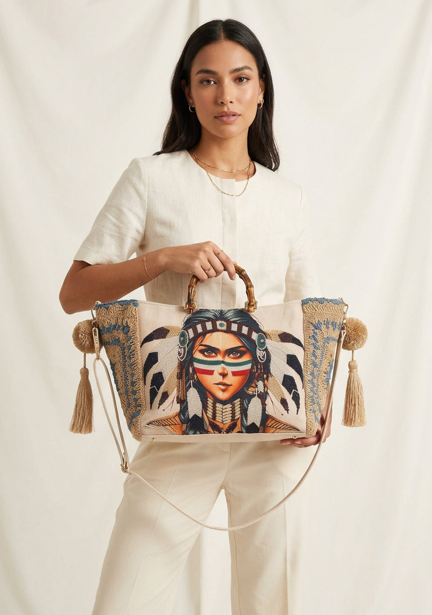 Bolso de lona bordado para mujer - Lea
