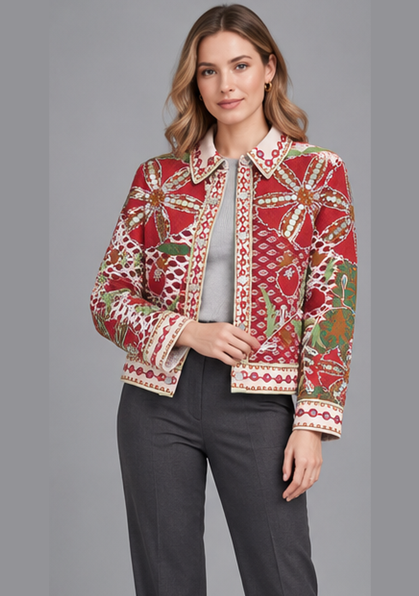 IbBan Embellished Cotton Canvas Jacket - Mariana