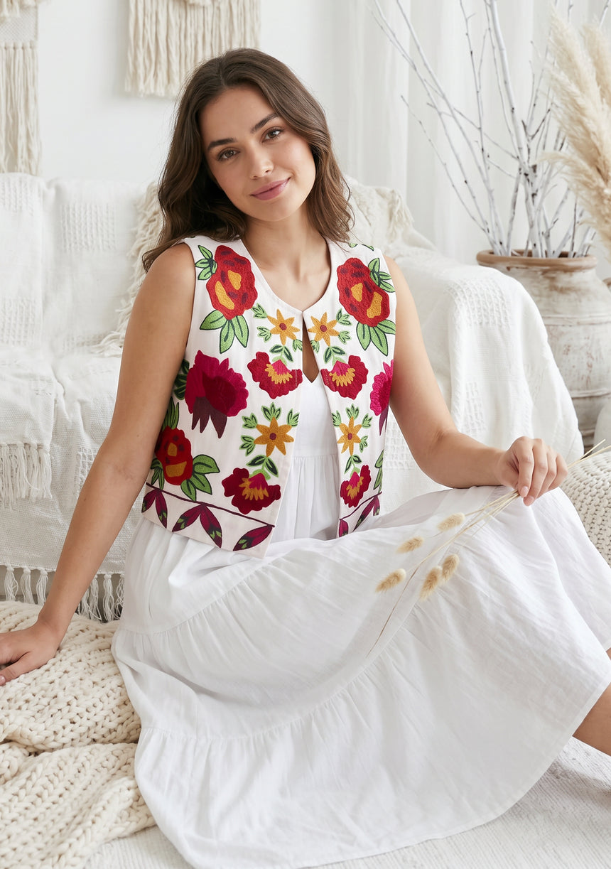 Women's Outing wear Open Front Round Neck Gilet - Gypsy