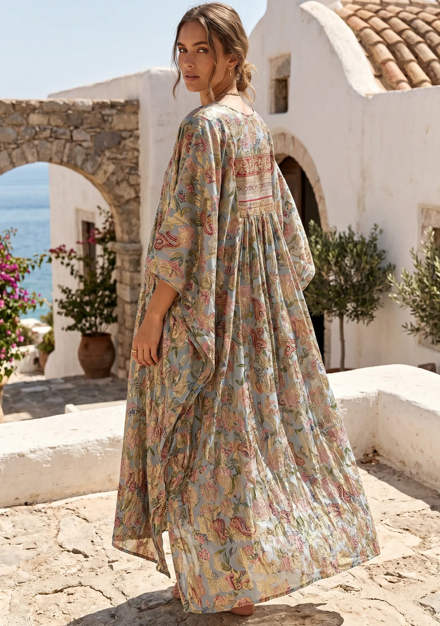 ibBan Premium Lurex Kaftan Dress with Hand Embroidery -Kamla Kaftan