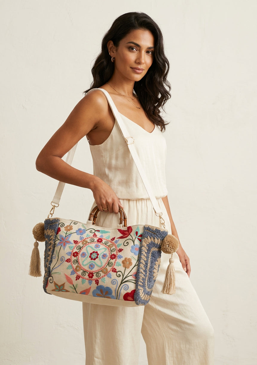 Bolso de Lona Bordado para Mujer - Farha