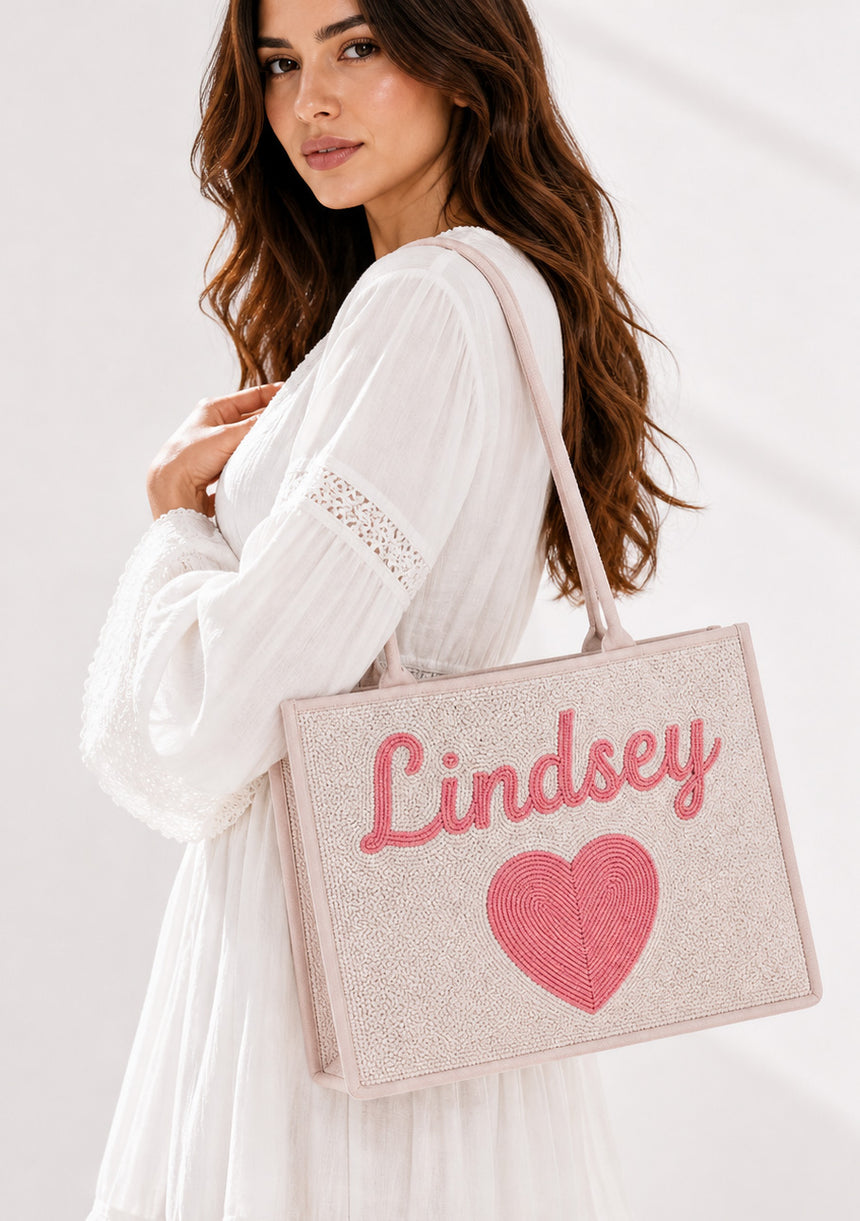Women's Embroidered Canvas Tote Bag - Lindsey