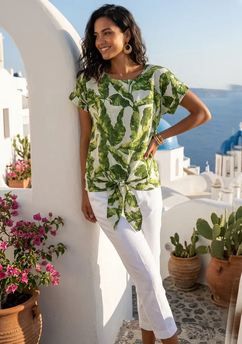 ibBan Tropical Print Cotton Short Tunic | Women's Summer Resort Wear - Neva