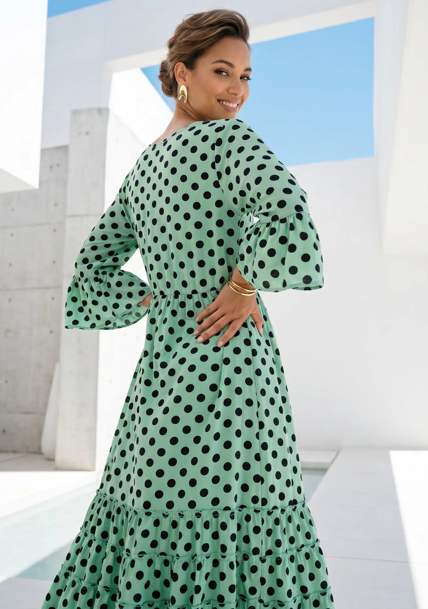 ibBan Printed Cotton Maxi Dress | Women's Polka Dot Summer Dress - Polka Dress
