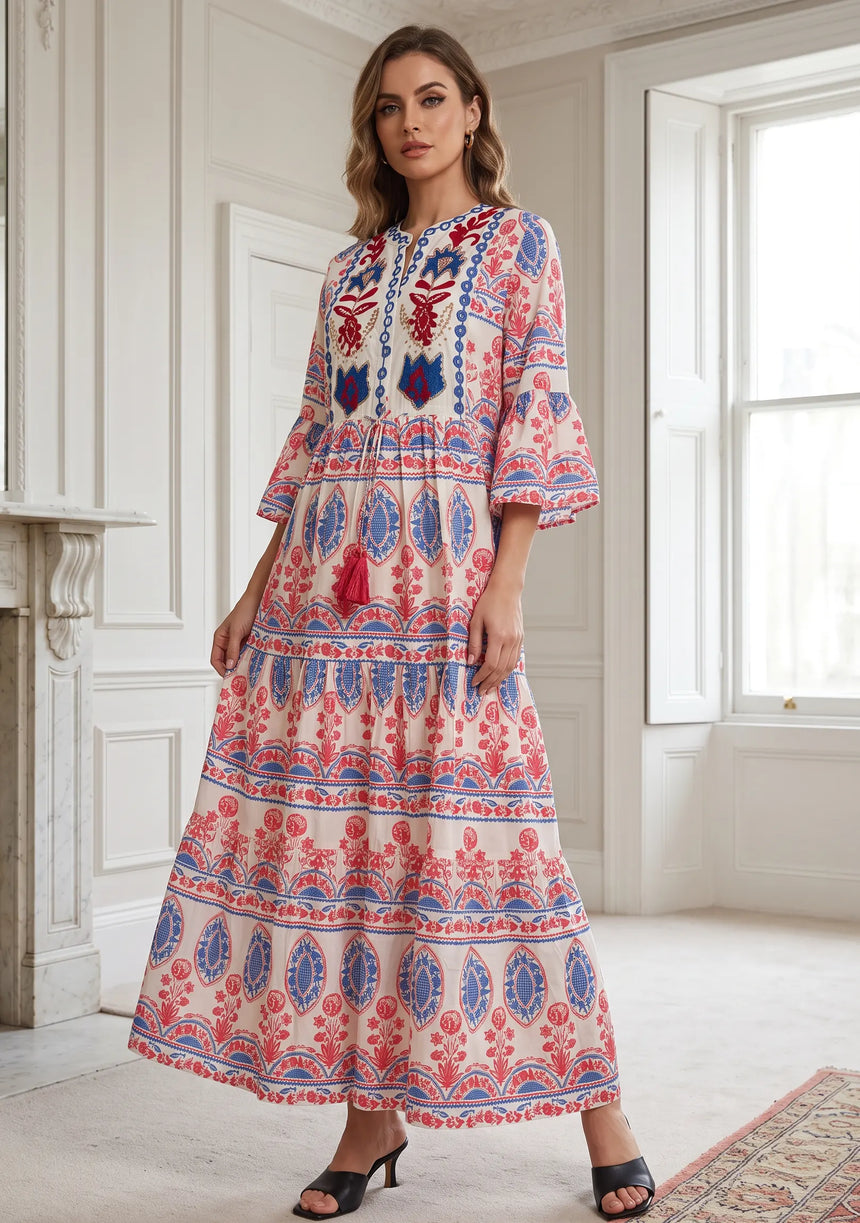 ibBan Cream Multicolour Printed Cotton Long Tunic - Pisley