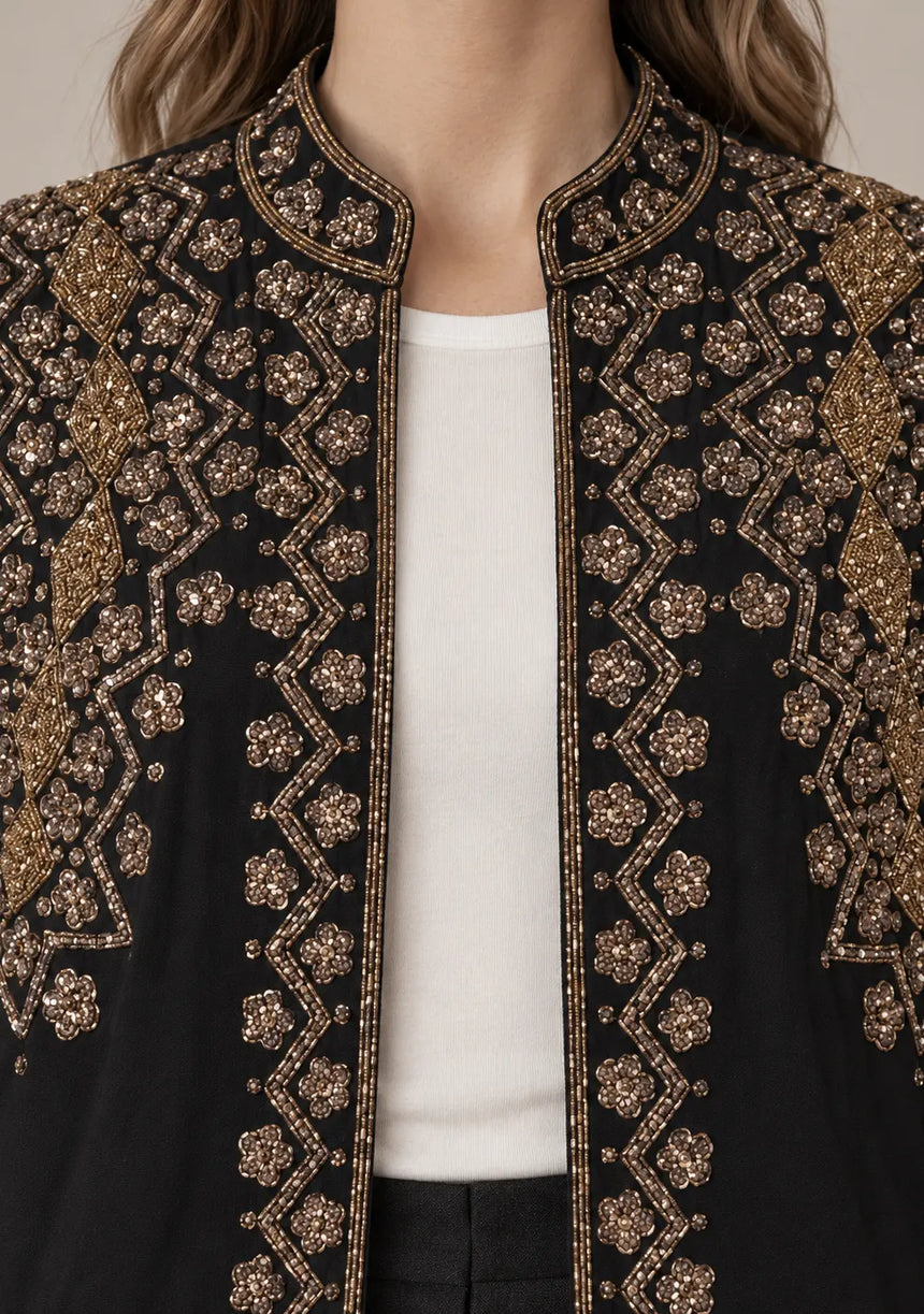 ibBan Women’s Jacket with Hand Embroidered Beadwork - Mabel