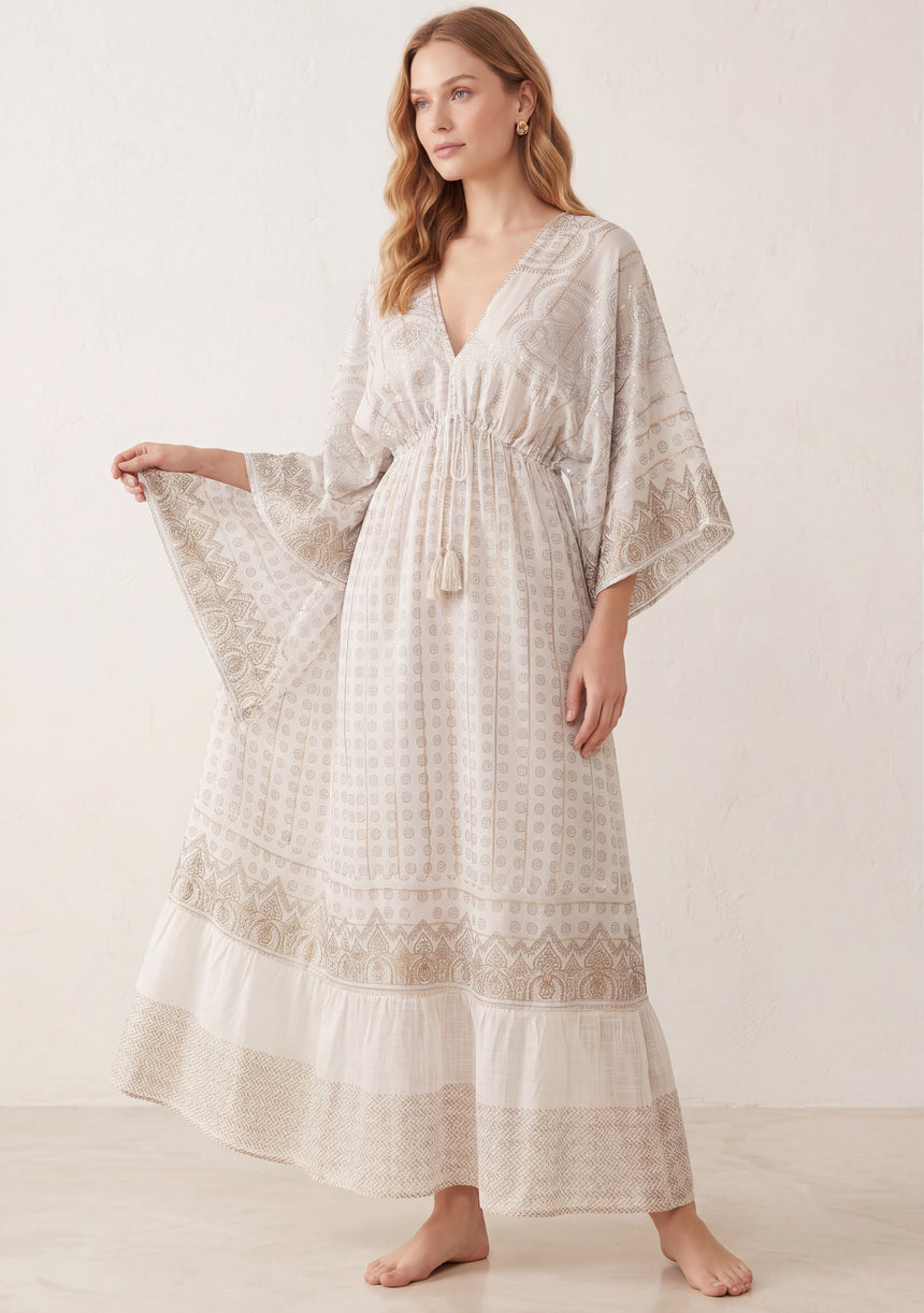 Vestido largo de georgette para mujer - Fina