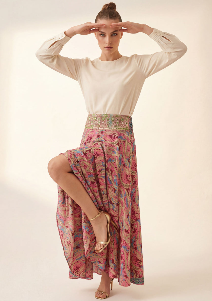 Minivestido de seda rosa para mujer - Clásico