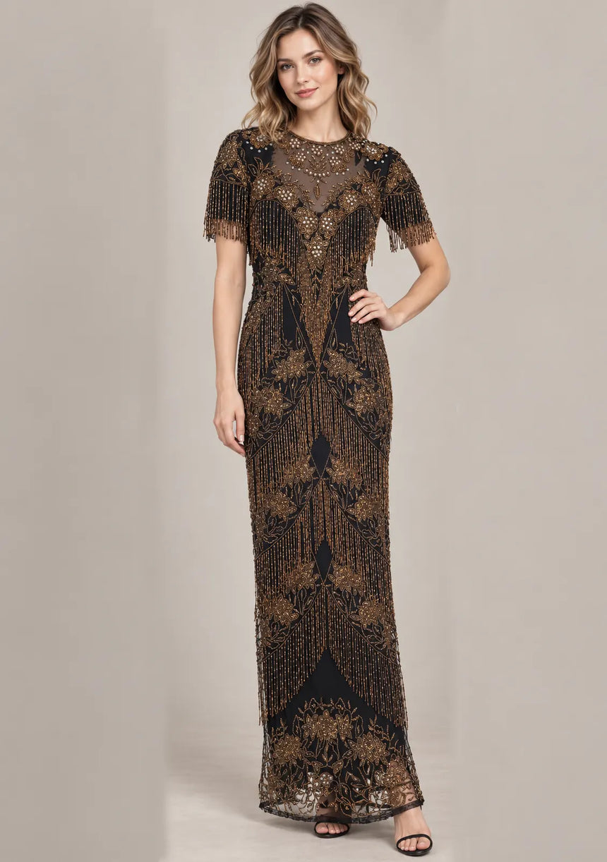 ibBan Party Long Dress with Hand Beadwork -Elsa
