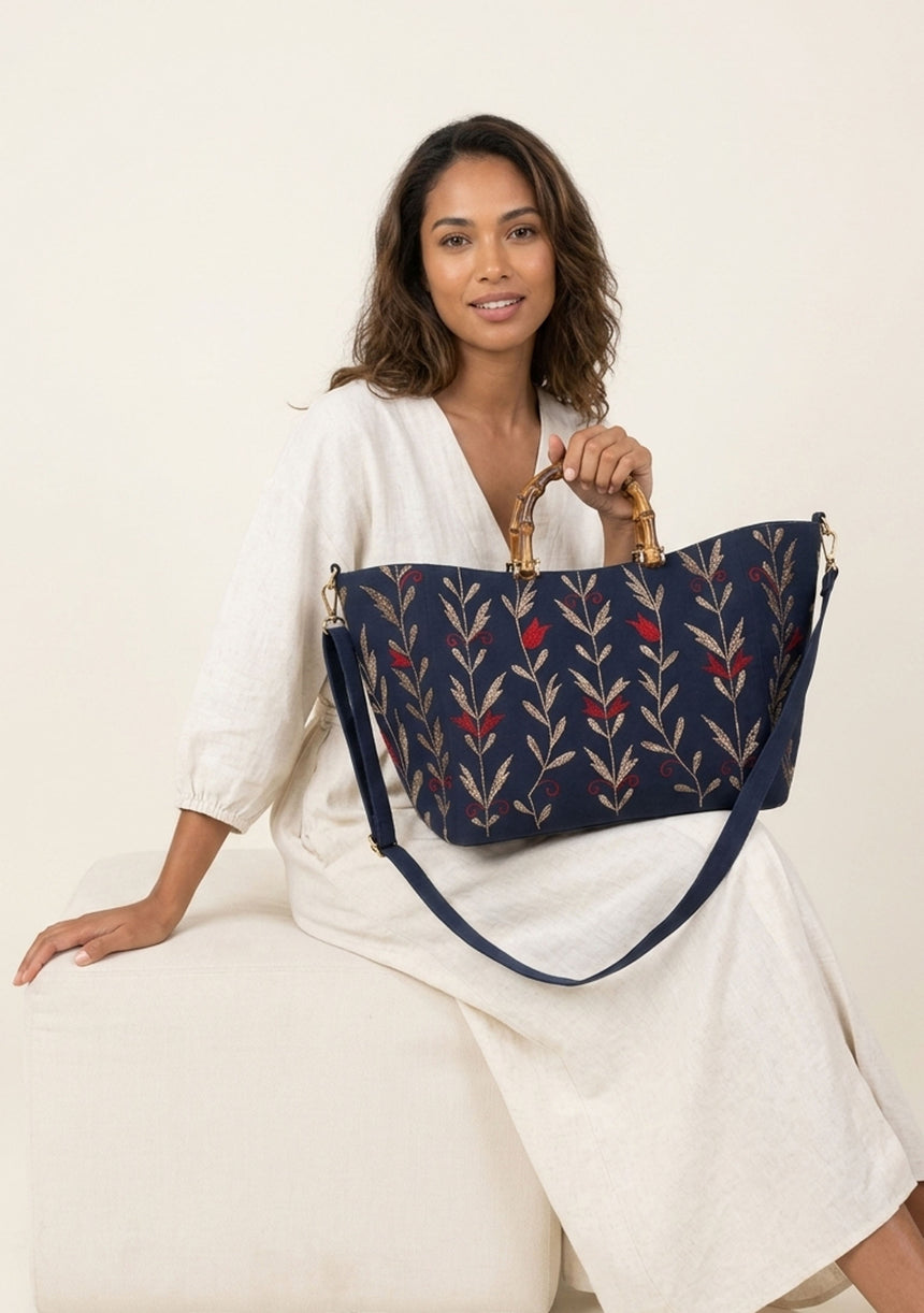 Bolso de lona bordado para mujer - Tona