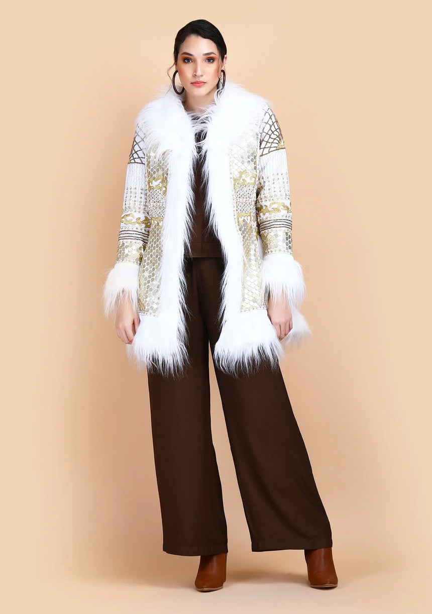 Manteau court bohème Alara pour femme, peint à la main, artisanal