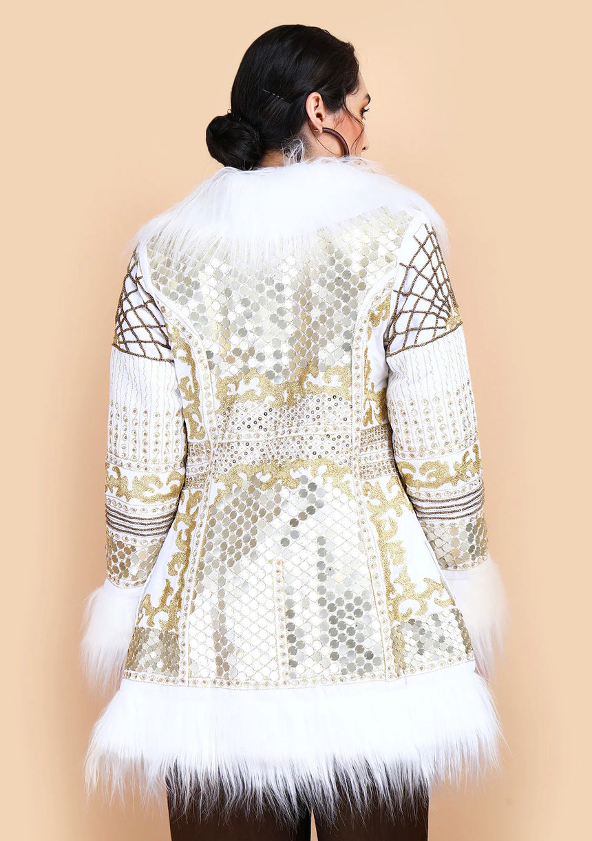 Manteau court bohème Alara pour femme, peint à la main, artisanal