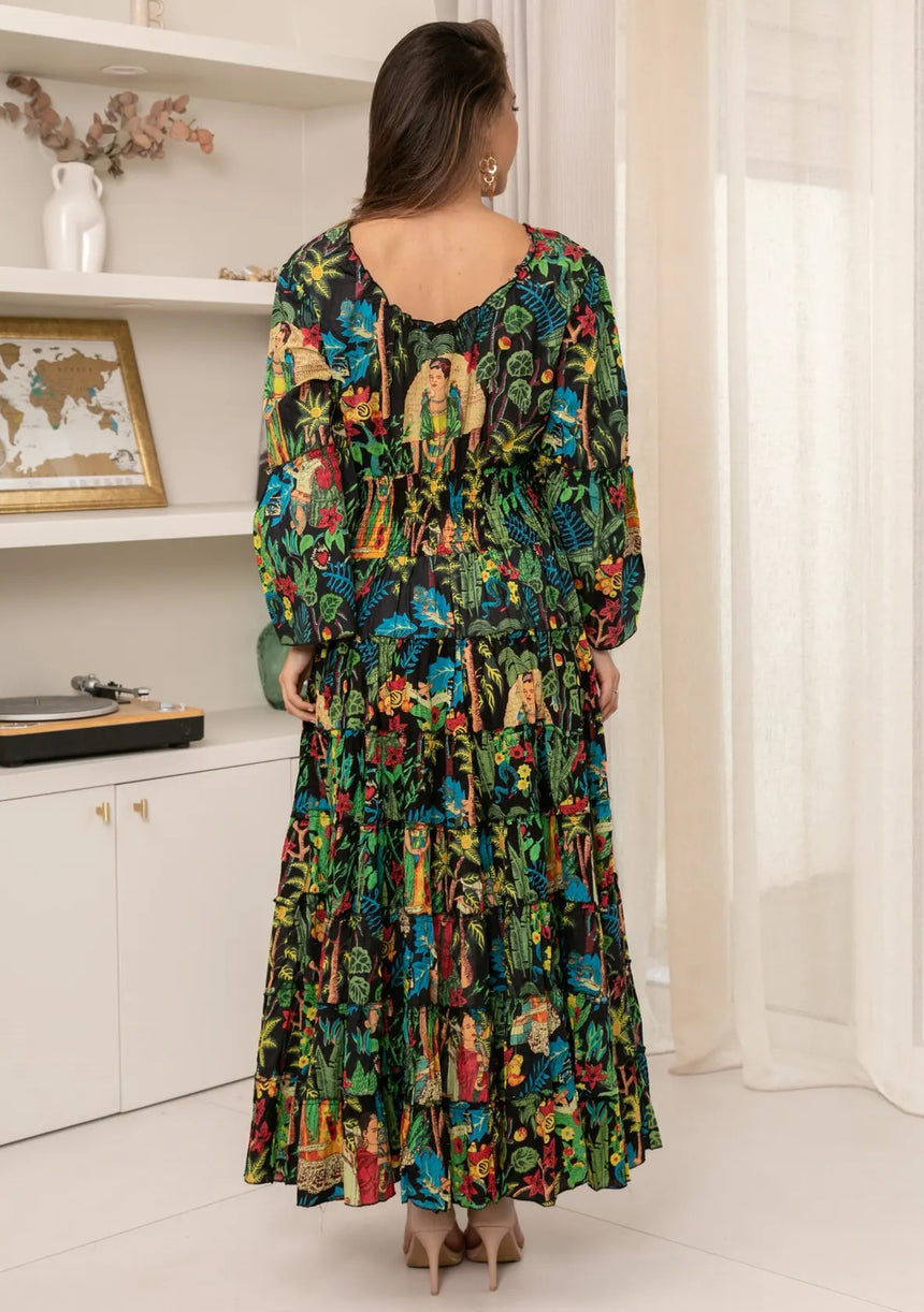 ibBan Hand Embroidered Cotton High-Low Maxi Dress - Zayba