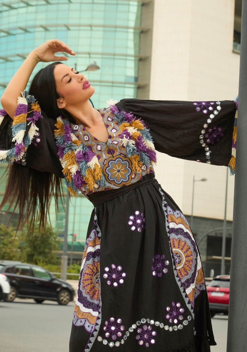 ibBan Vestido Largo para Mujer Sara | Tela Slub | Artesanal | Talla Única