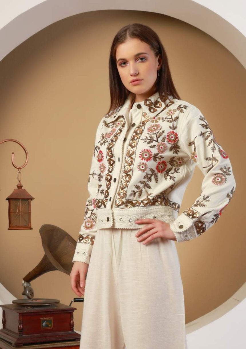 ibBan Chaqueta Bordada Lola para Mujer | Lentejuelas de Cuentas | Artesanal | S/M a L/XL