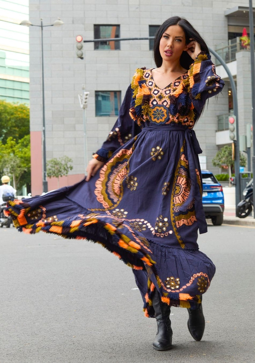 ibBan Vestido Largo para Mujer Sara | Tela Slub | Artesanal | Talla Única