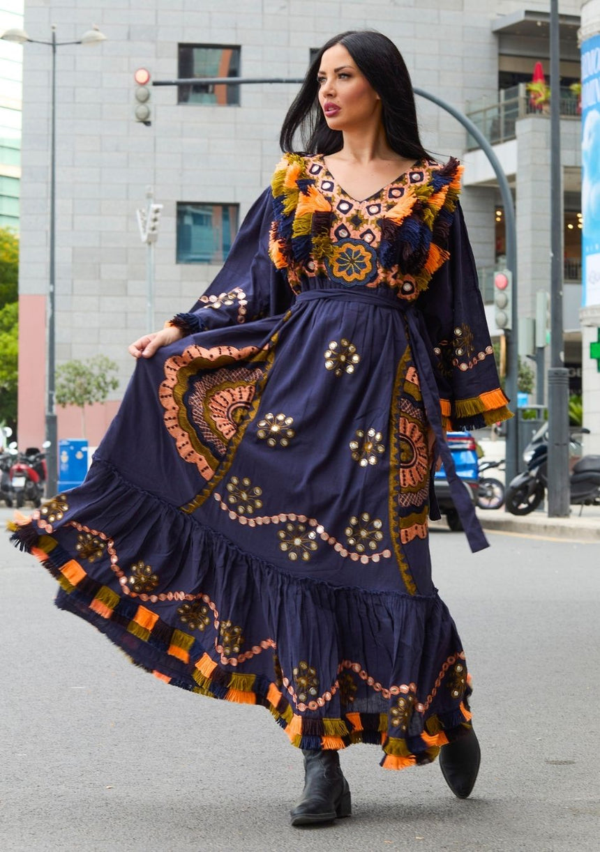 ibBan Vestido Largo para Mujer Sara | Tela Slub | Artesanal | Talla Única
