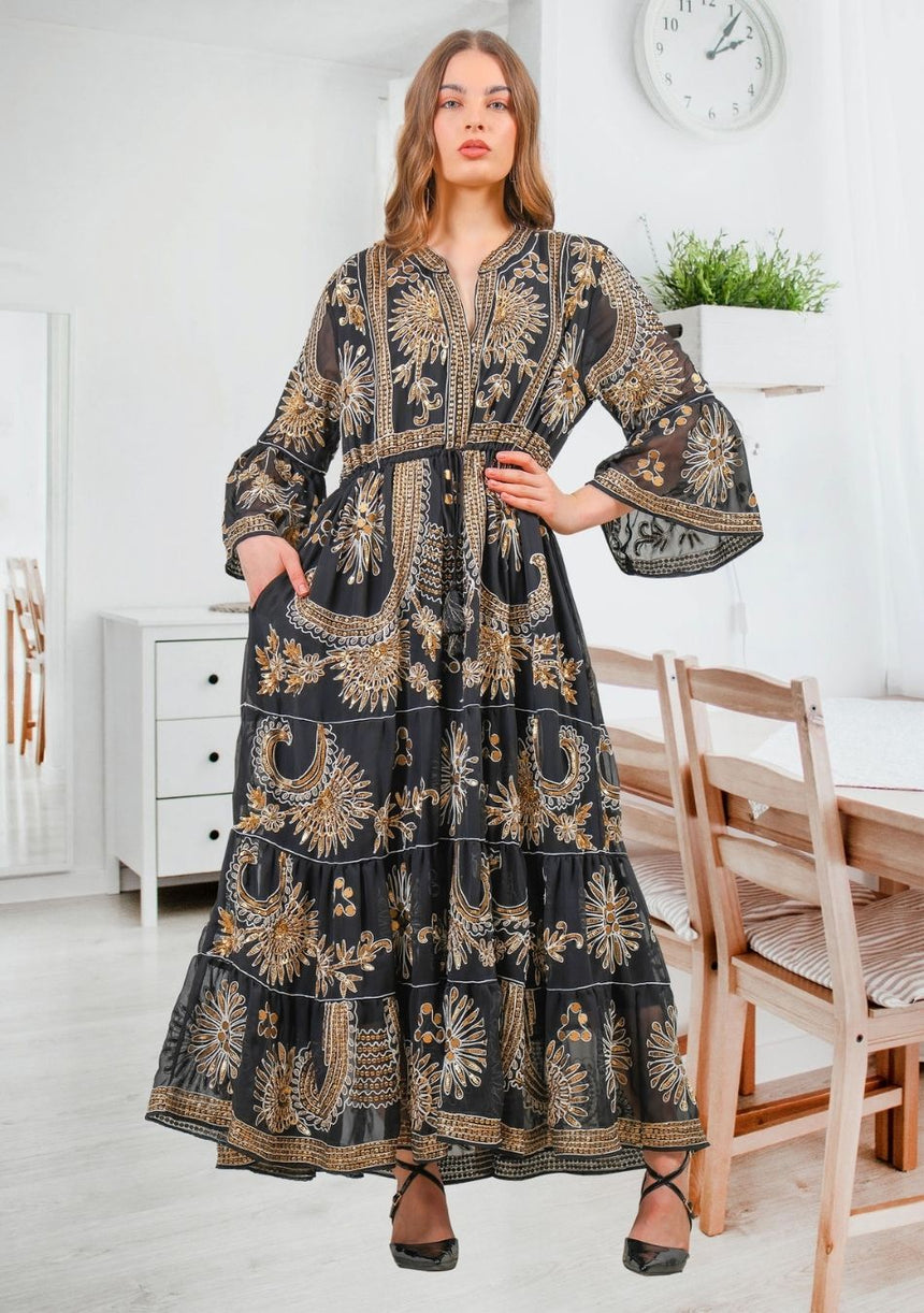 ibBan Women's Long Tunic Yara | Georgette | Artisan | One Size