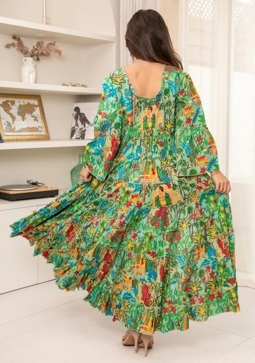ibBan Hand Embroidered Cotton High-Low Maxi Dress - Zayba