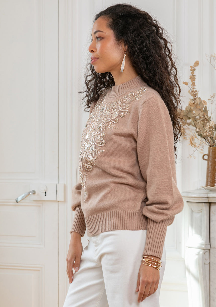 ibBan Hand Embroidered Women's Winter Cotton Sweater -Riva