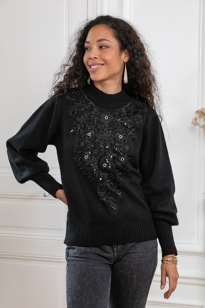 ibBan Hand Embroidered Women's Winter Cotton Sweater -Riva