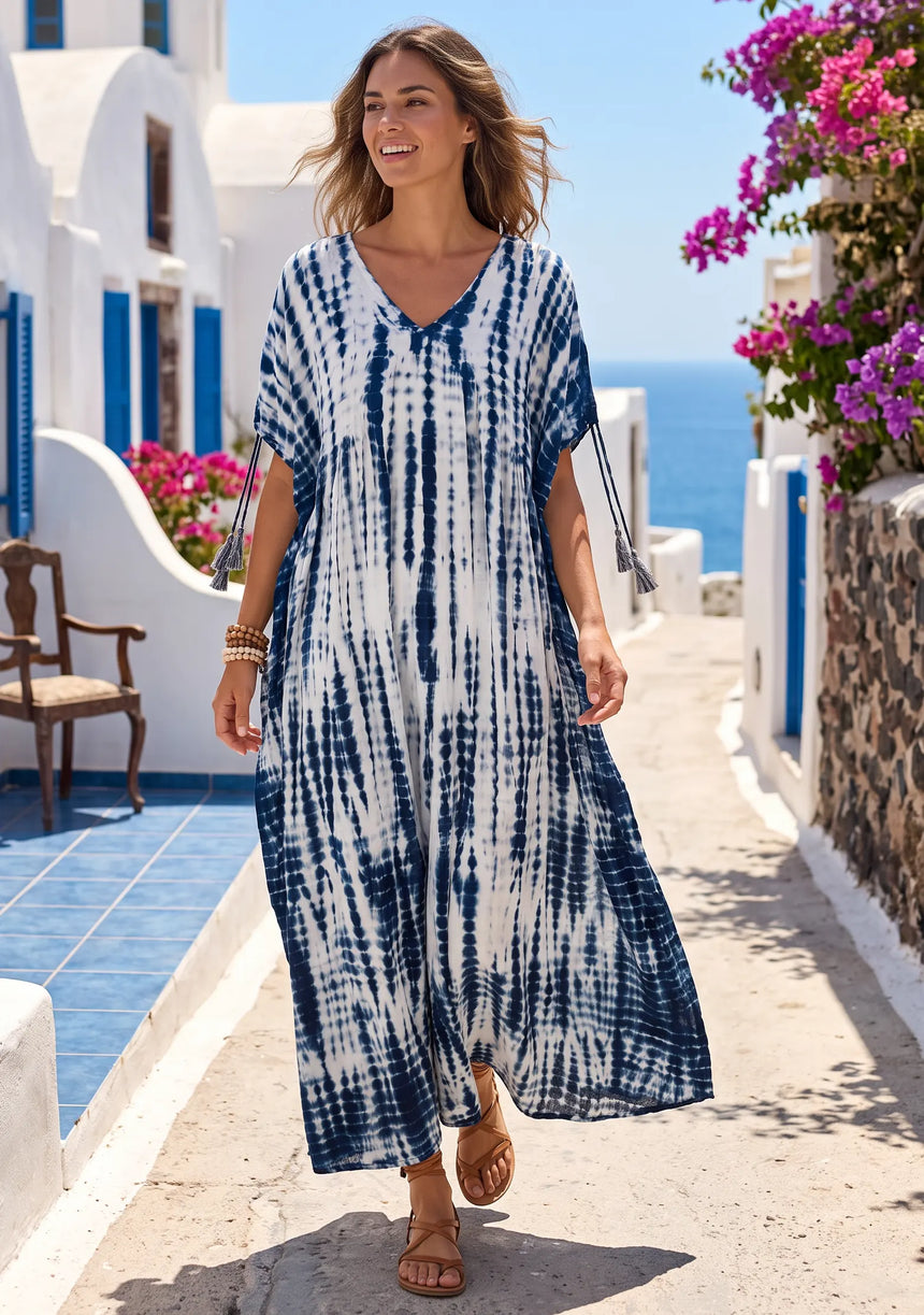 ibBan Women’s Tie-Dye Long Rayon Dress - Lareeb